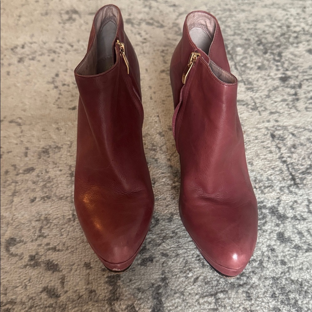 Vince Camuto Burgundy Leather Ankle Boots